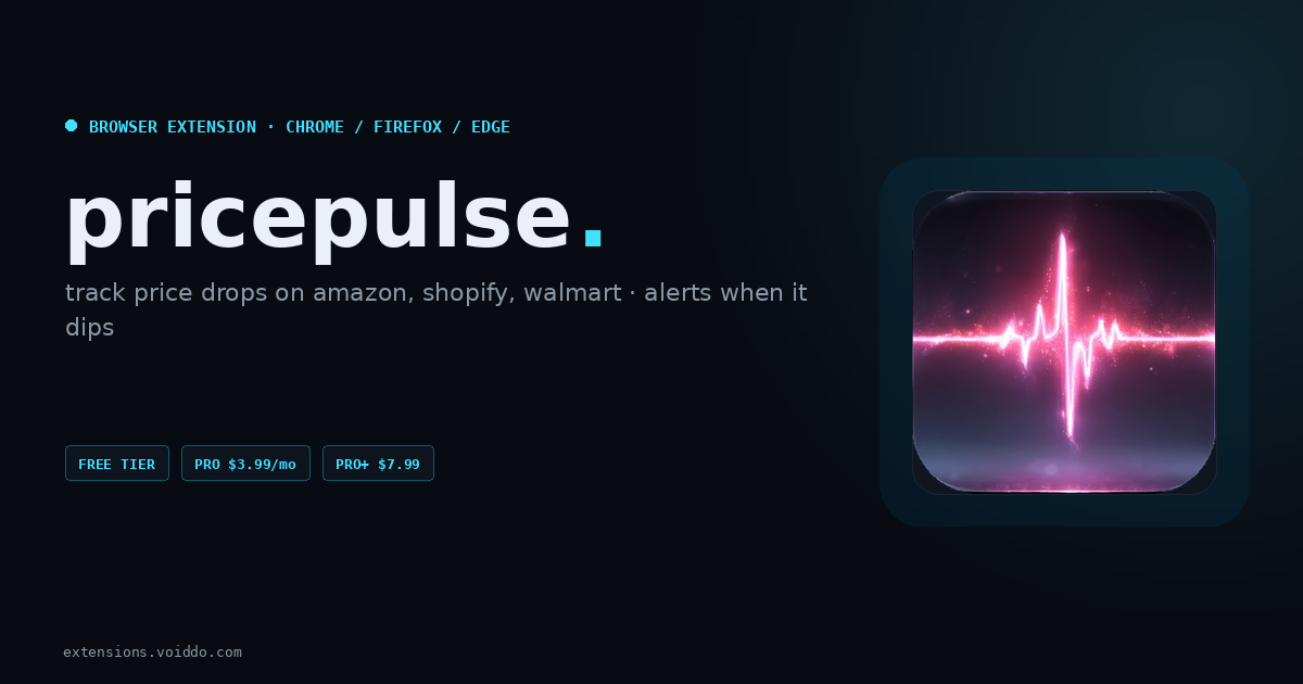 pricepulse preview card with pricing monitor and browser support